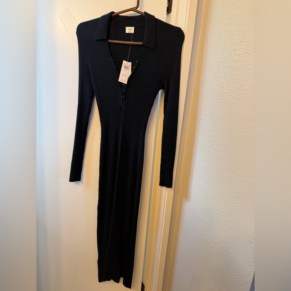 Abercrombie & Fitch Black Long Sleeve maxi Dress
